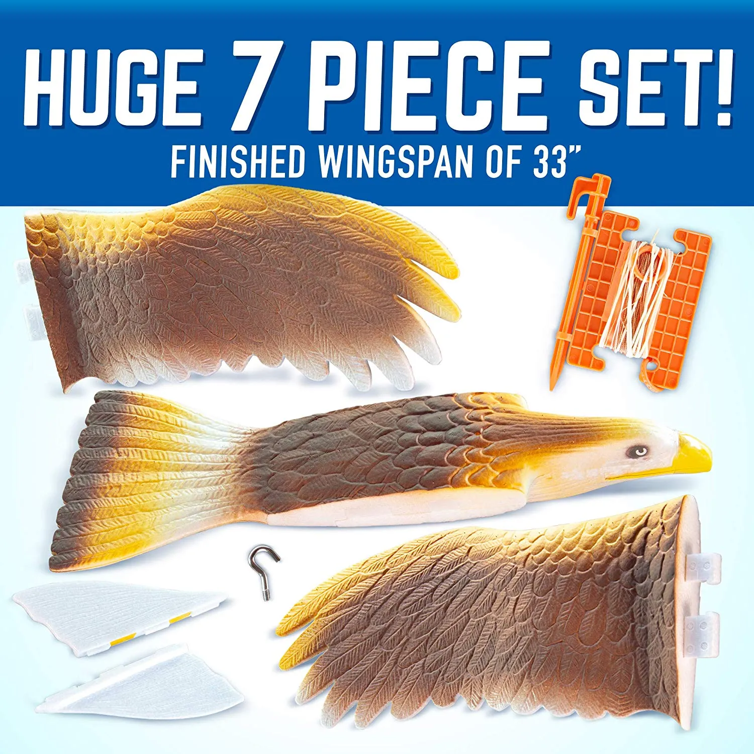 GeoGlide Giant Freedom HAWK Realistic Soaring Bird Glider with 33" Wingspan