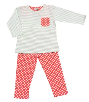 Girl's Striped top with orange legging print set