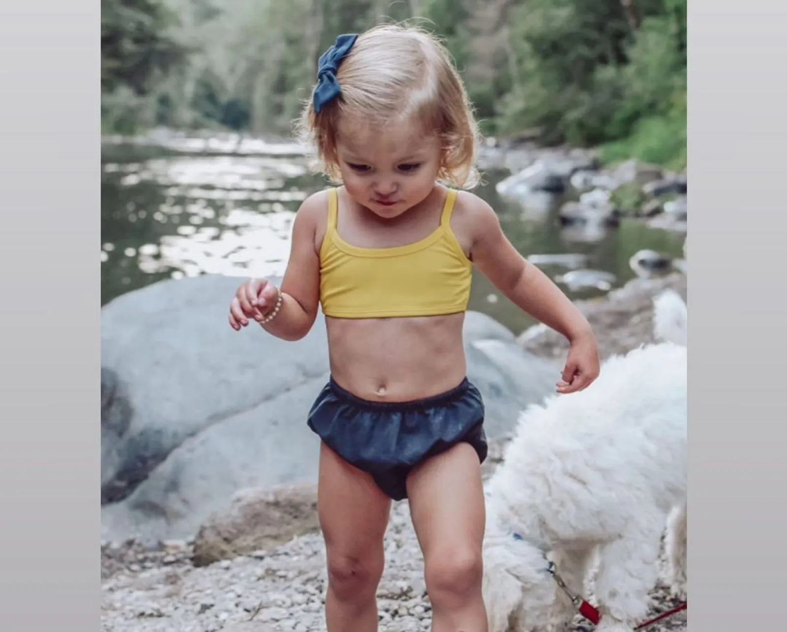 Girls UPF 50  Printed Bikini Swim Top  | Water Cascade