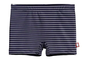 Girls UPF 50  Printed Swim Boy Shorts  | Marine Navy w- White Stripes