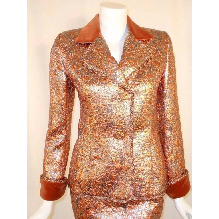 GIVENCHY Copper Suit with Velvet Trim | Size 4