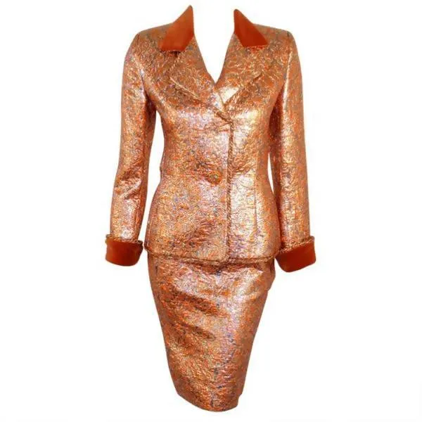 GIVENCHY Copper Suit with Velvet Trim | Size 4