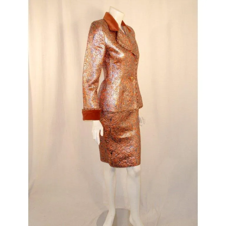 GIVENCHY Copper Suit with Velvet Trim | Size 4