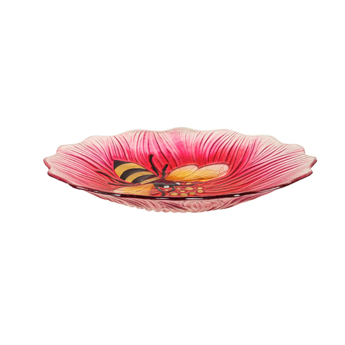 Glass Birdbath, Flower & Bee