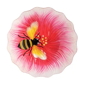 Glass Birdbath, Flower & Bee