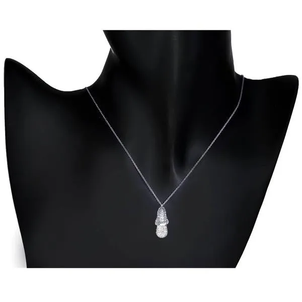 Gold Acorn Pendant with  White Diamonds On Chain