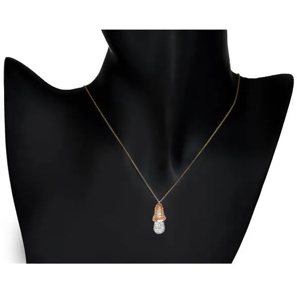 Gold Acorn Pendant with  White Diamonds On Chain