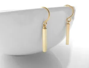 Gold Bar Earrings, silver bar earring, line earring, bar earring, stick earring, 14K SOLID GOLD hook option, modern minimalist, small bar
