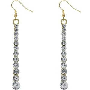 Gold Rhinestone Thin Flat Vertical Bar Earrings