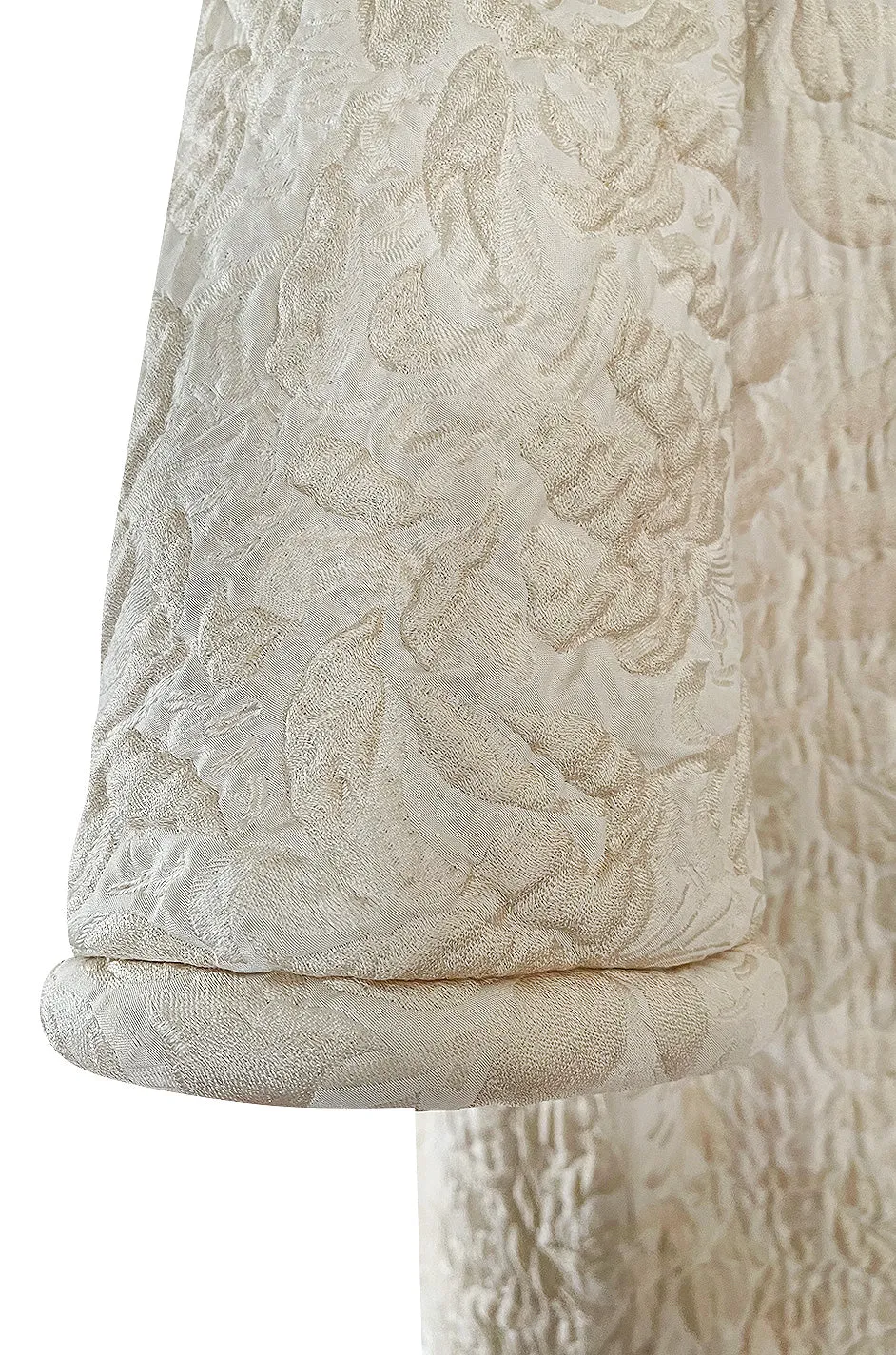 Gorgeous Fall 1965 Nina Ricci Haute Couture Ivory Silk  Brocade Coat w Soft Sheepskin Lining
