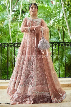 Gown Lehenga Blush Pink Bridal Dress Pakistani #BS576