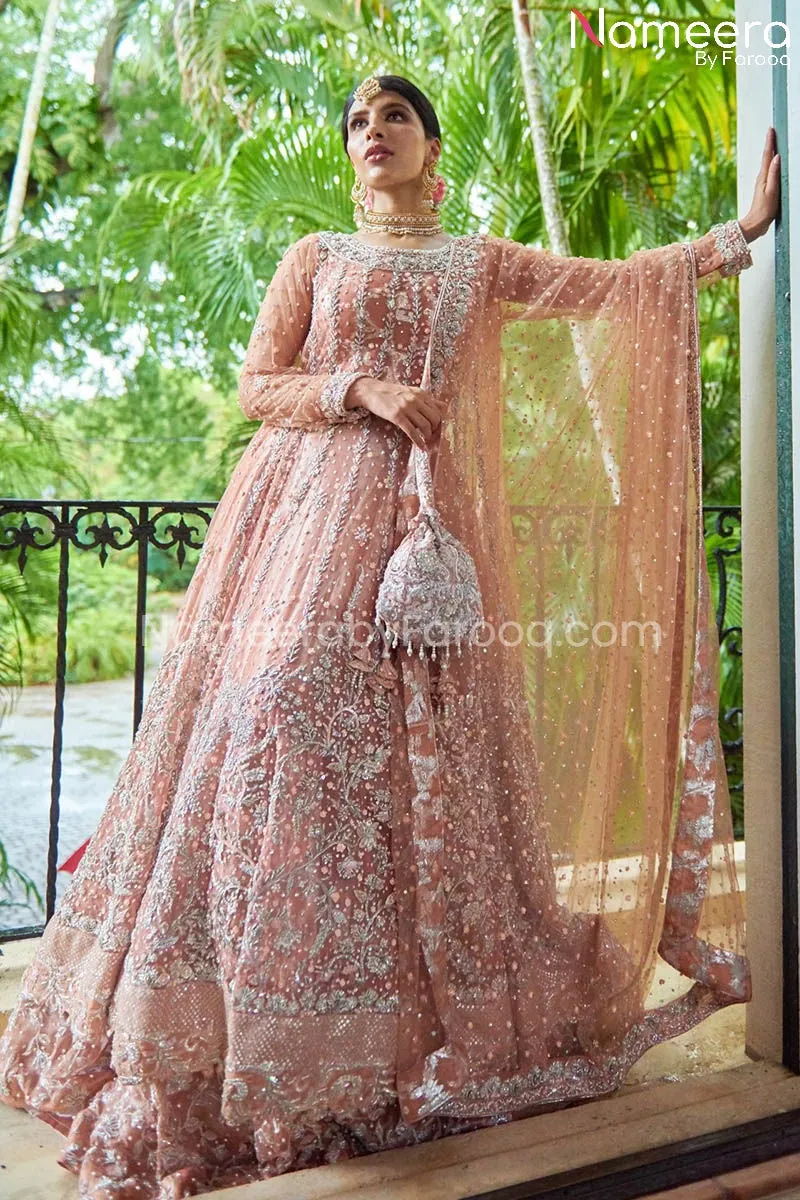 Gown Lehenga Blush Pink Bridal Dress Pakistani #BS576