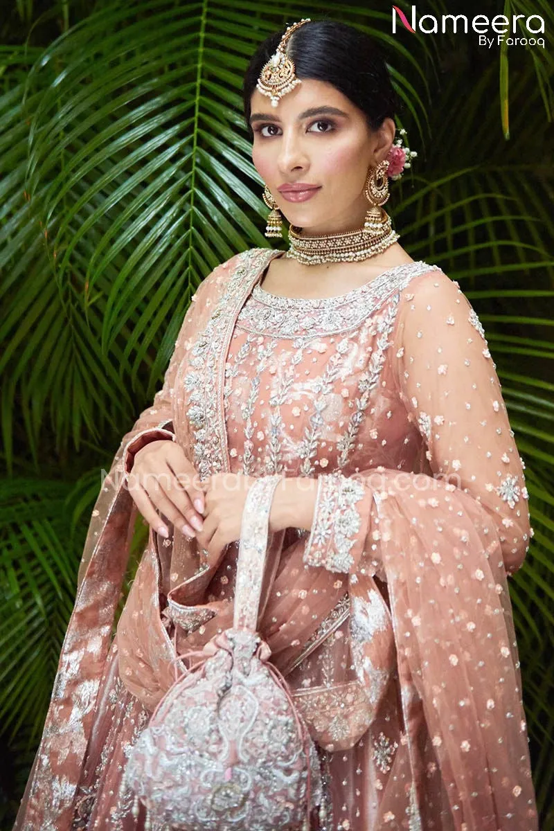 Gown Lehenga Blush Pink Bridal Dress Pakistani #BS576