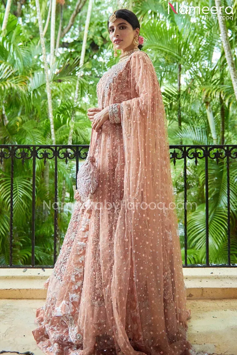 Gown Lehenga Blush Pink Bridal Dress Pakistani #BS576