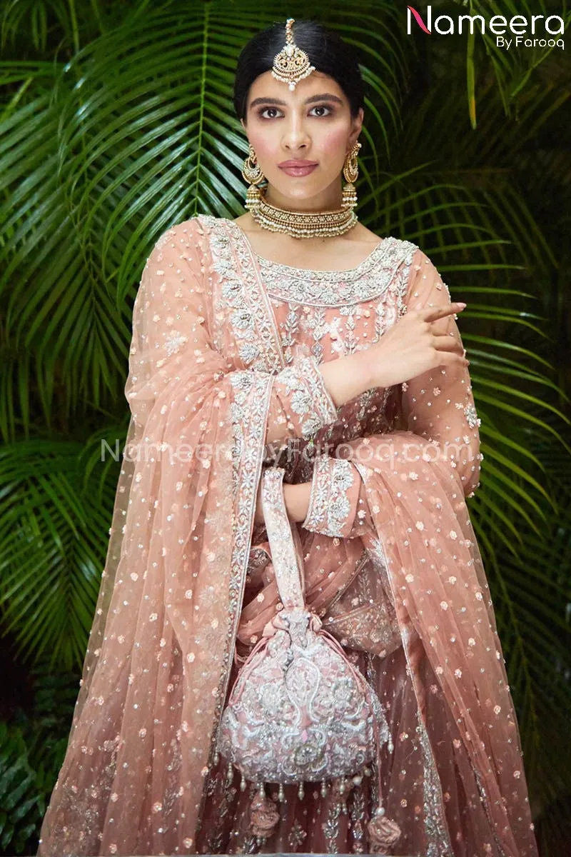 Gown Lehenga Blush Pink Bridal Dress Pakistani #BS576