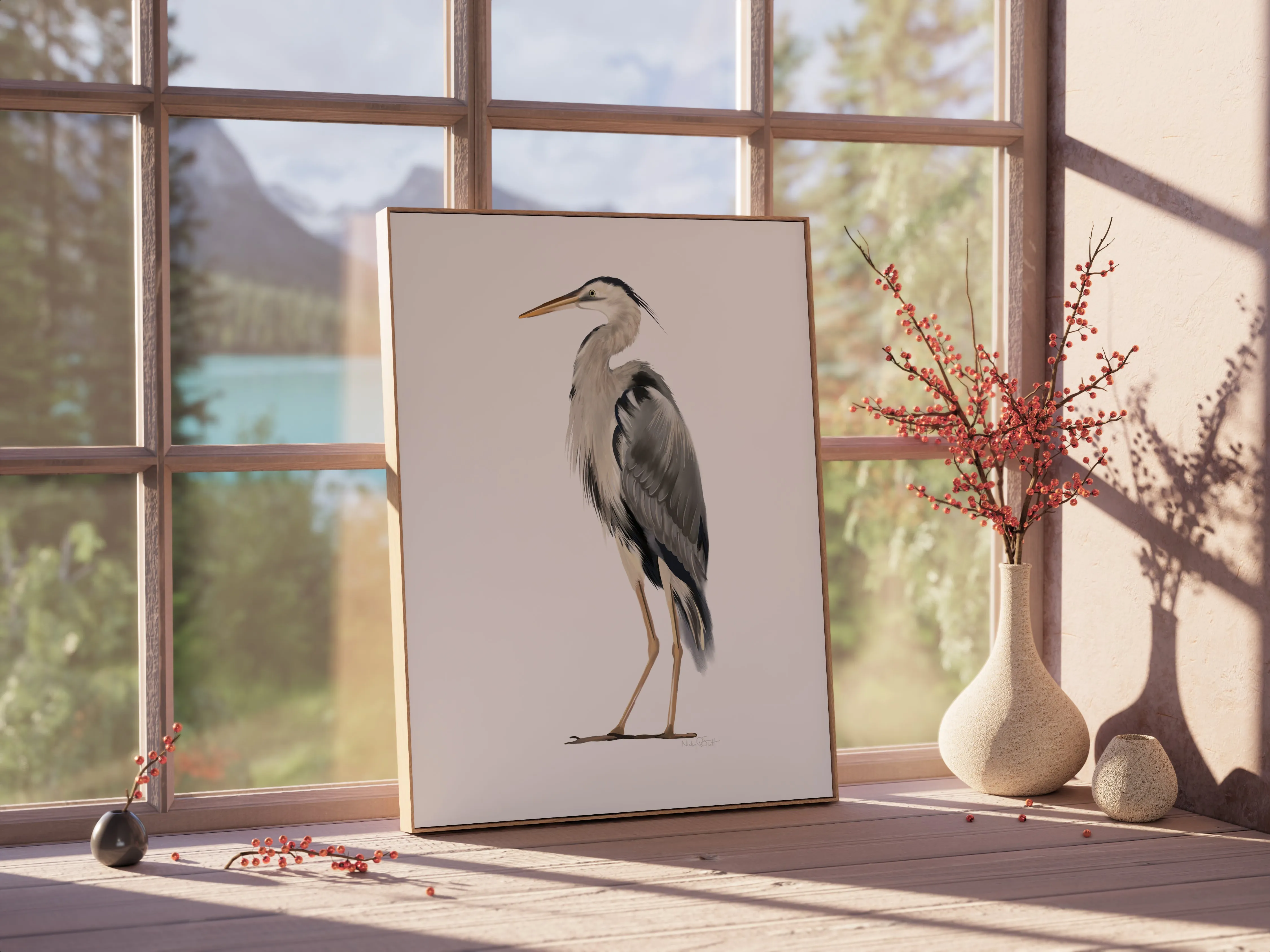 Great Blue Heron Bird Art Print