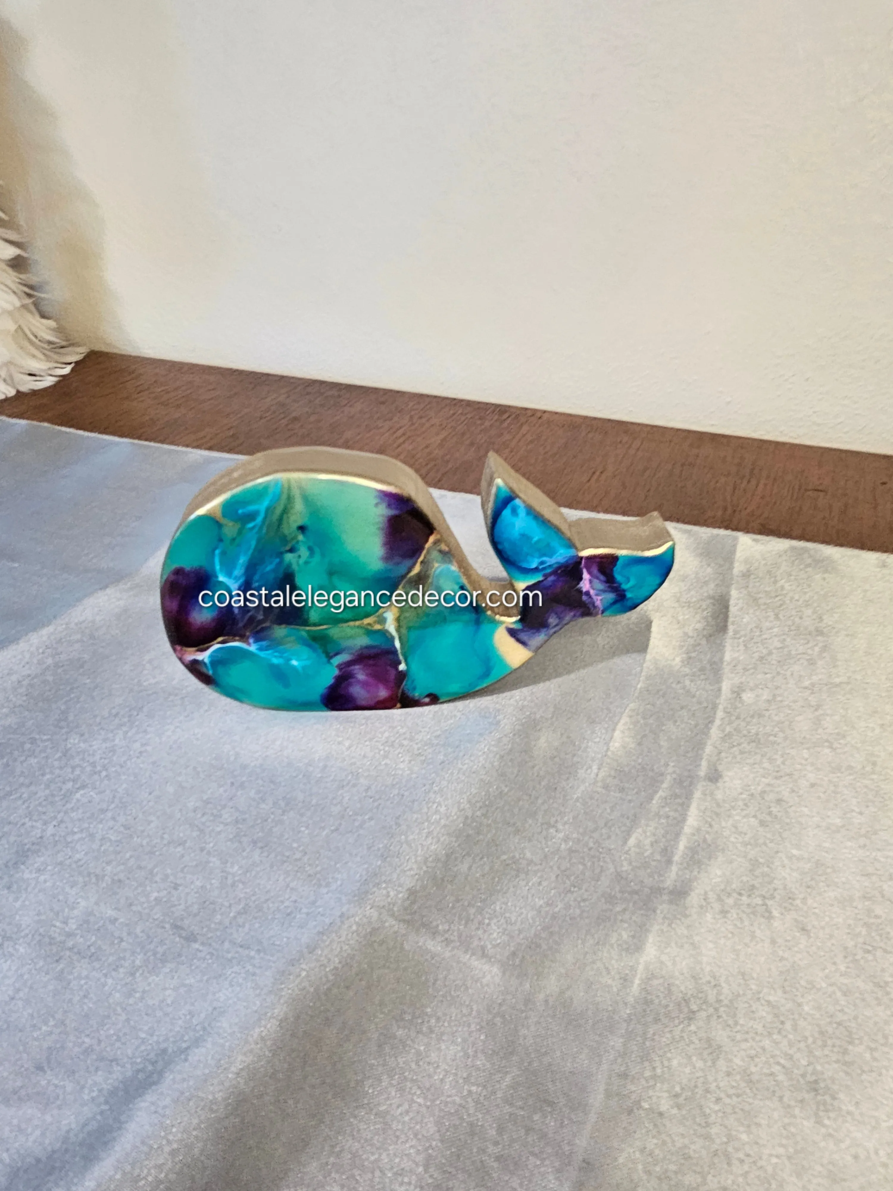 Handmade Chunky Ocean Whale Wood and Resin Decorative Figurine Multiple Colors