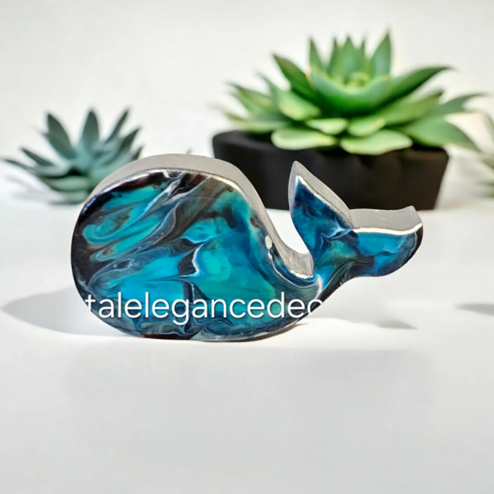 Handmade Chunky Ocean Whale Wood and Resin Decorative Figurine Multiple Colors