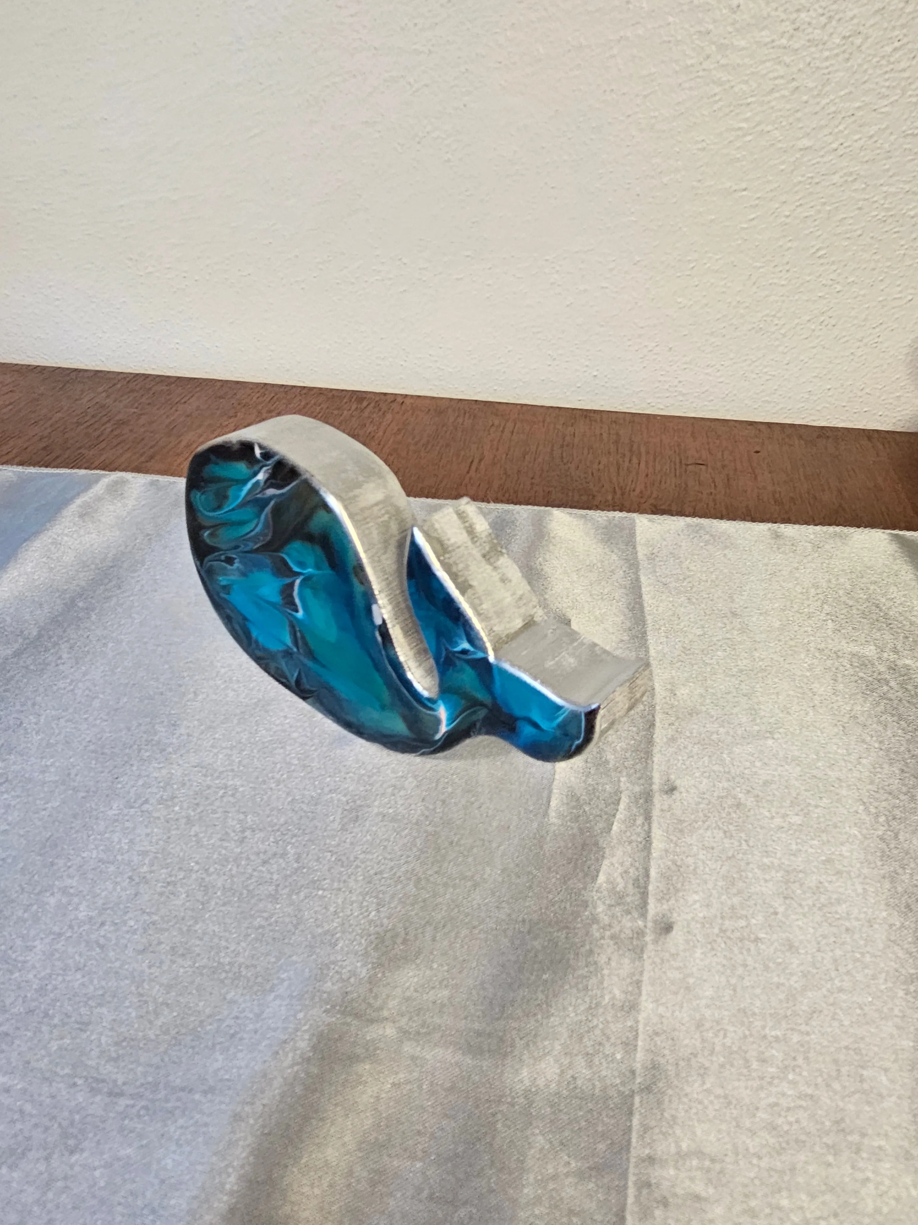 Handmade Chunky Ocean Whale Wood and Resin Decorative Figurine Multiple Colors