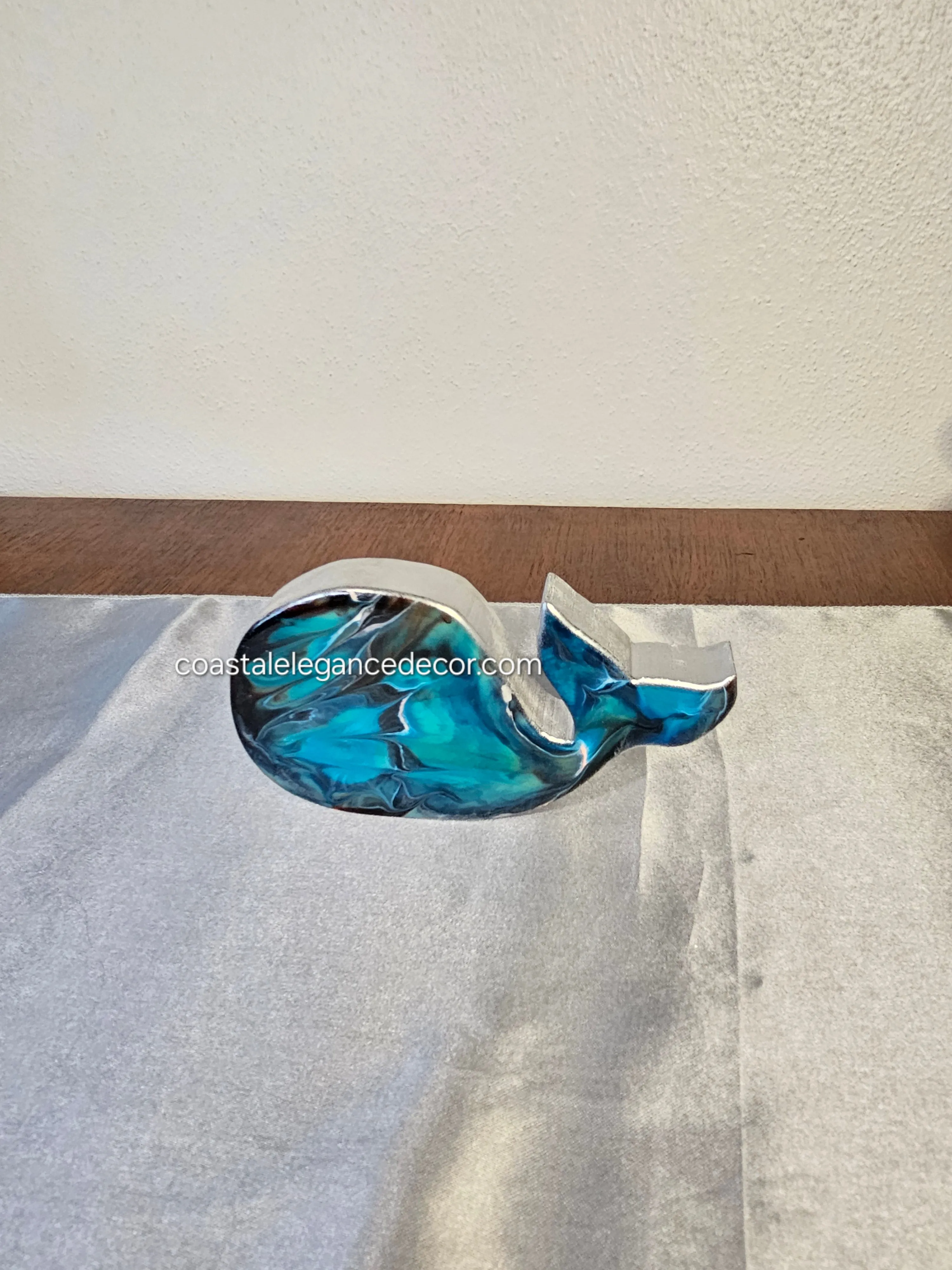 Handmade Chunky Ocean Whale Wood and Resin Decorative Figurine Multiple Colors