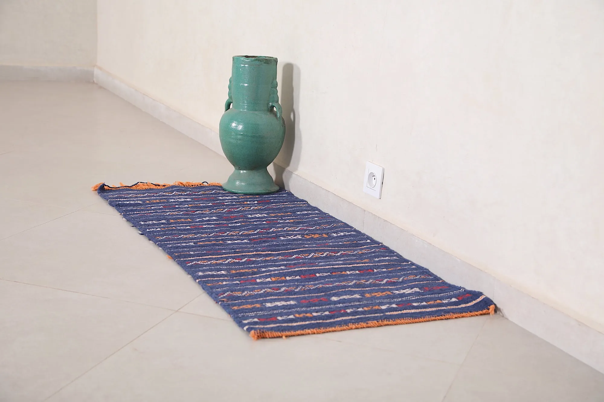 Handwoven Moroccan Kilim Rug - 1.8 FT × 4 FT | Unique Tribal Design