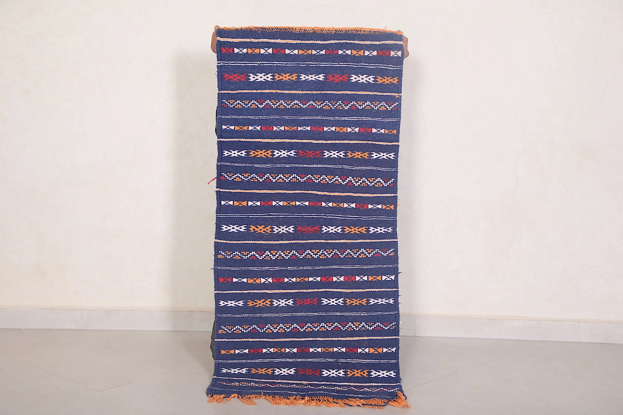 Handwoven Moroccan Kilim Rug - 1.8 FT × 4 FT | Unique Tribal Design