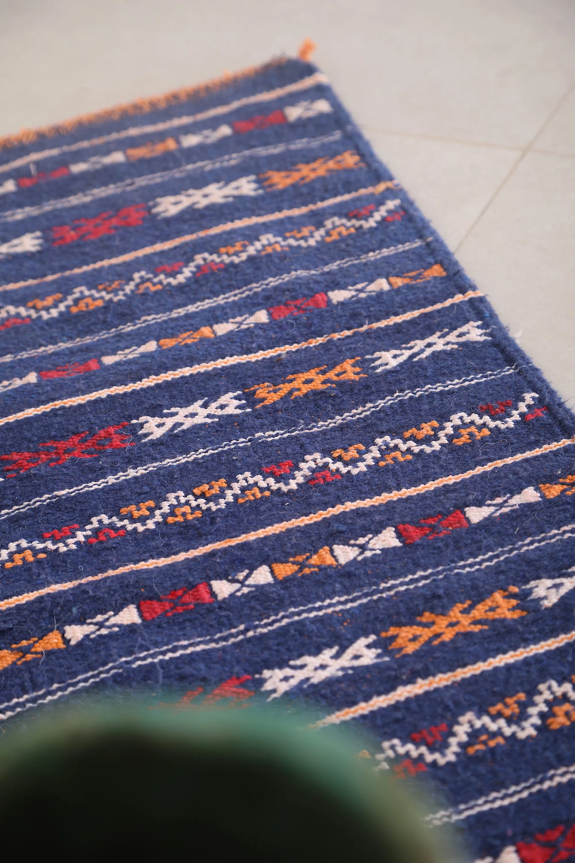Handwoven Moroccan Kilim Rug - 1.8 FT × 4 FT | Unique Tribal Design