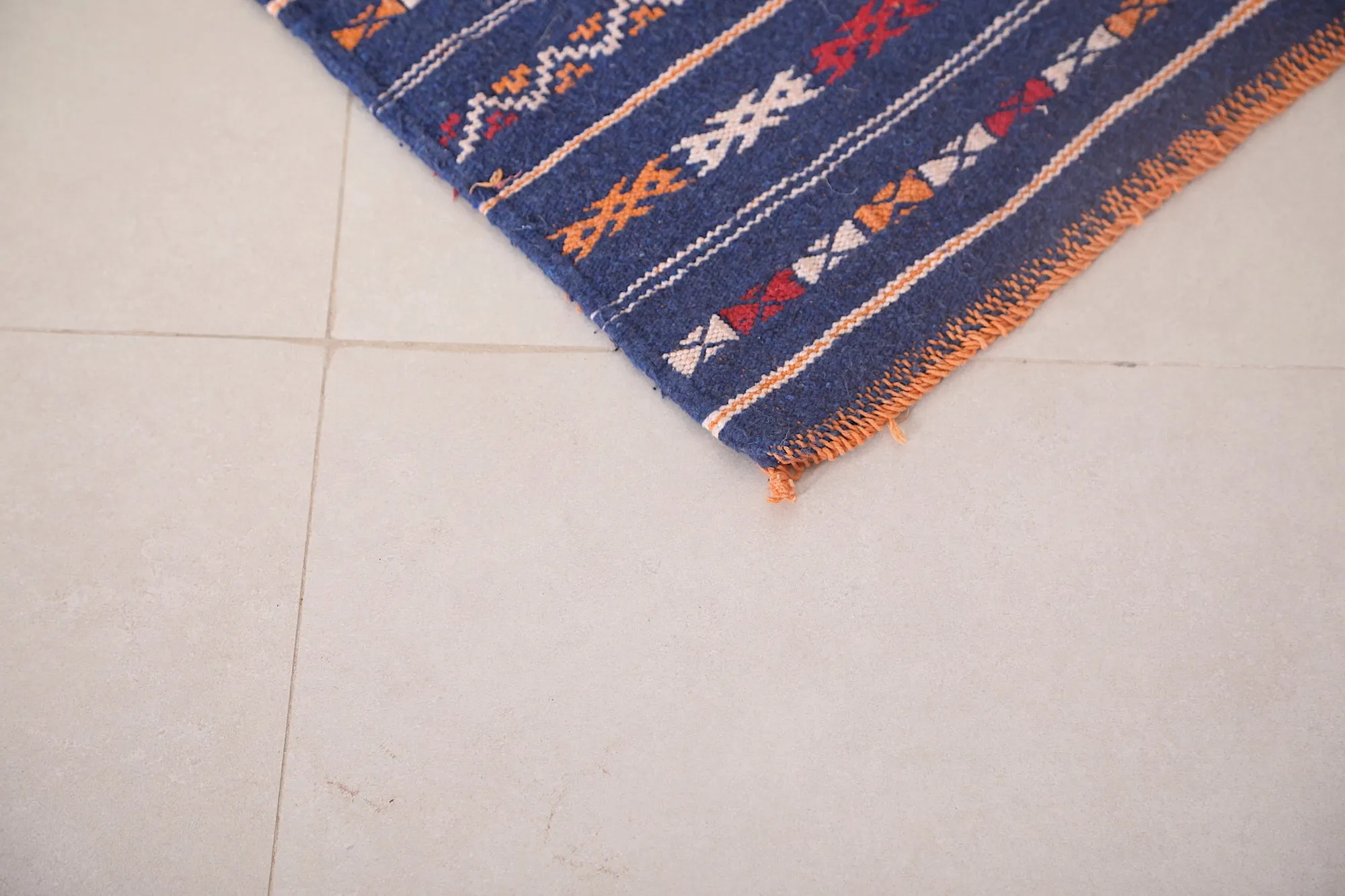 Handwoven Moroccan Kilim Rug - 1.8 FT × 4 FT | Unique Tribal Design