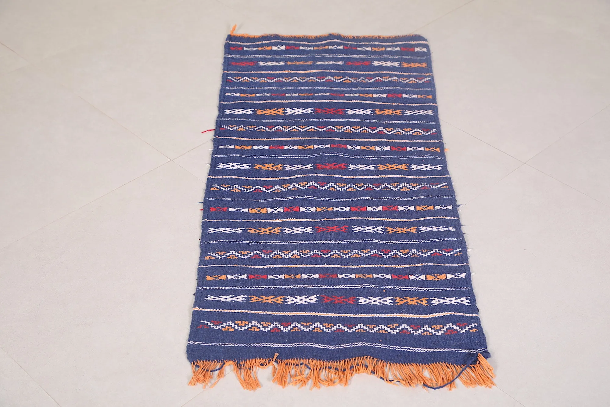 Handwoven Moroccan Kilim Rug - 1.8 FT × 4 FT | Unique Tribal Design