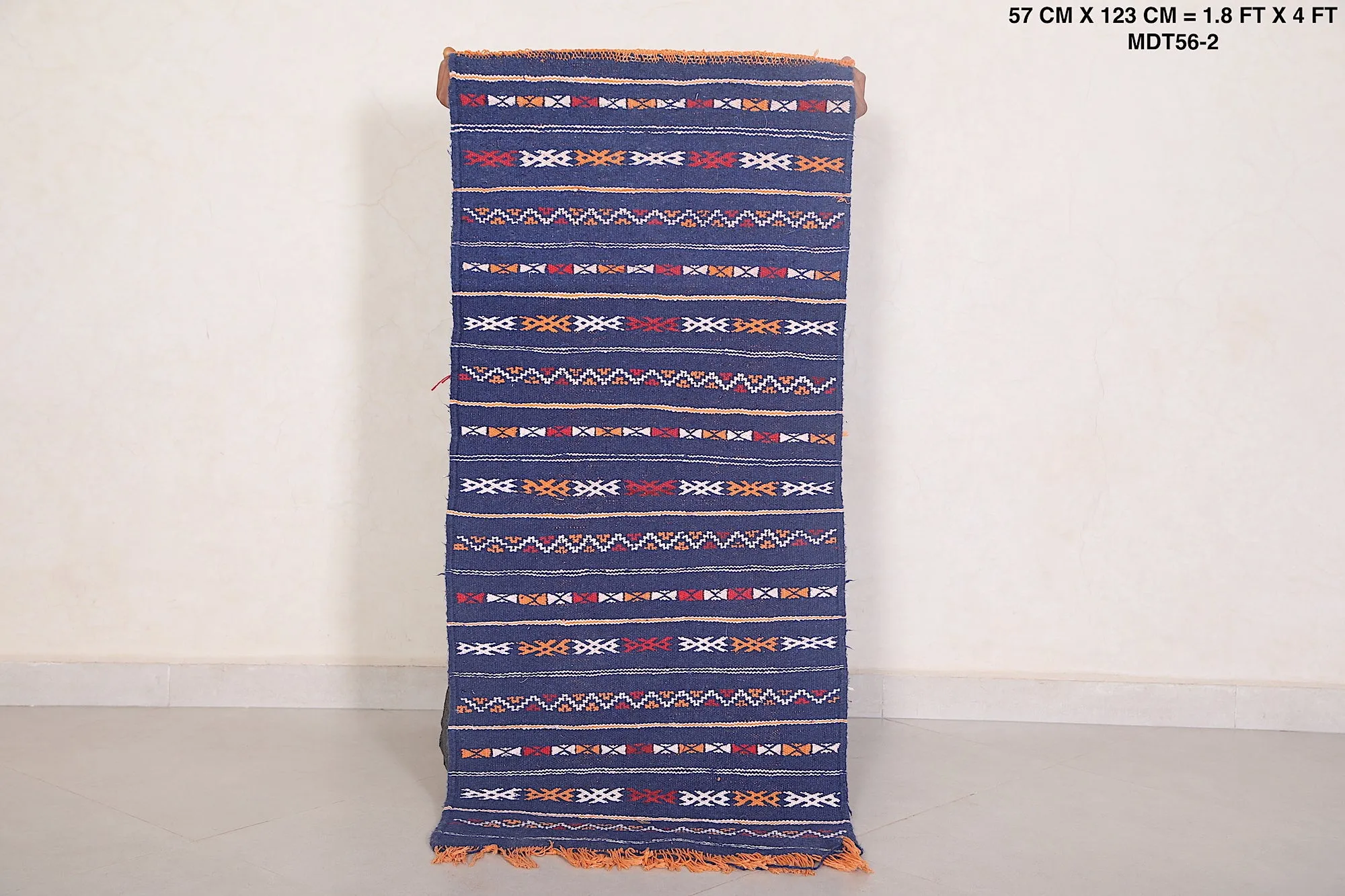 Handwoven Moroccan Kilim Rug - 1.8 FT × 4 FT | Unique Tribal Design