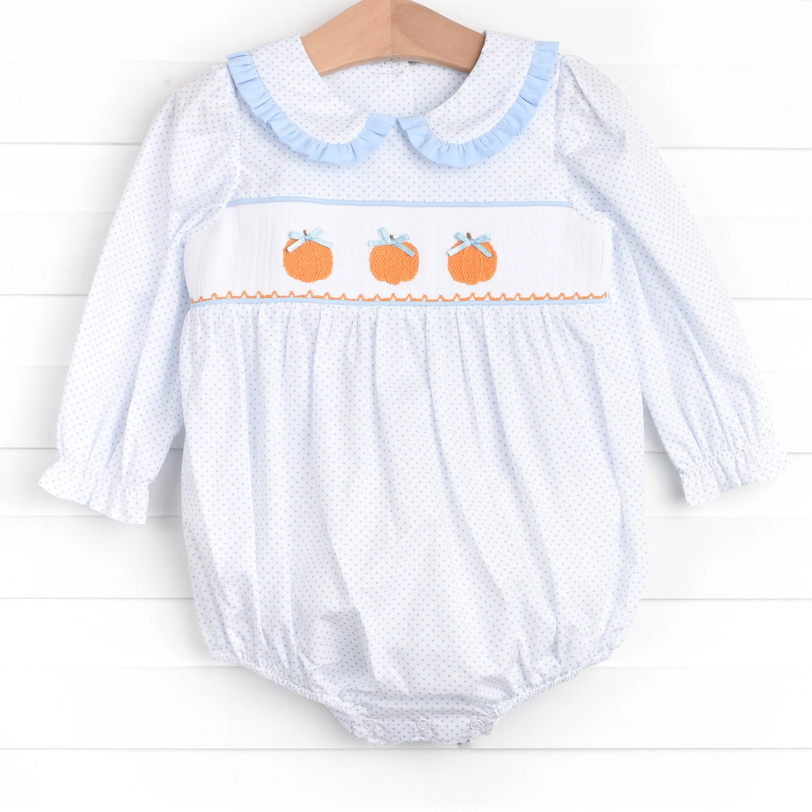 Happy Harvest Smocked Bubble, Blue