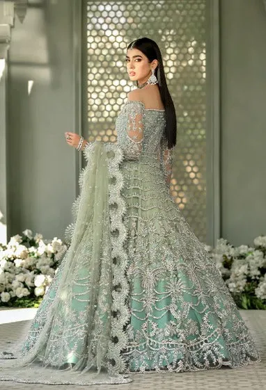 Heavy Pistachio Lehenga Gown for Indian Bridal Wear