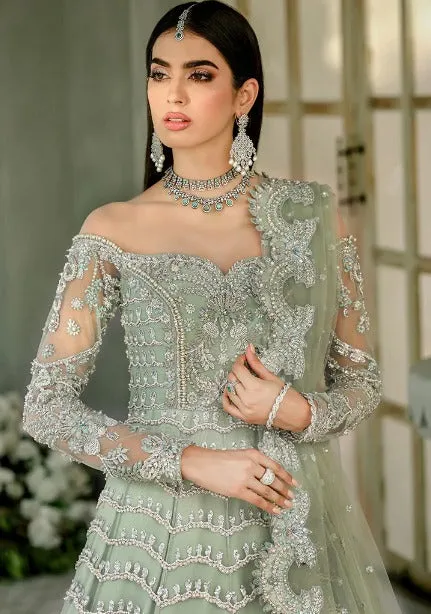 Heavy Pistachio Lehenga Gown for Indian Bridal Wear
