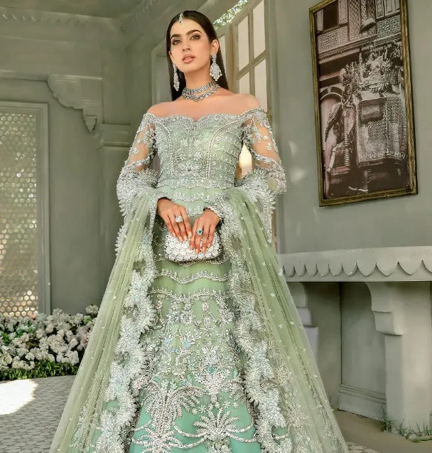 Heavy Pistachio Lehenga Gown for Indian Bridal Wear