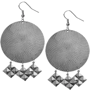 Hematite Hammered Thin Disc Studded Earrings