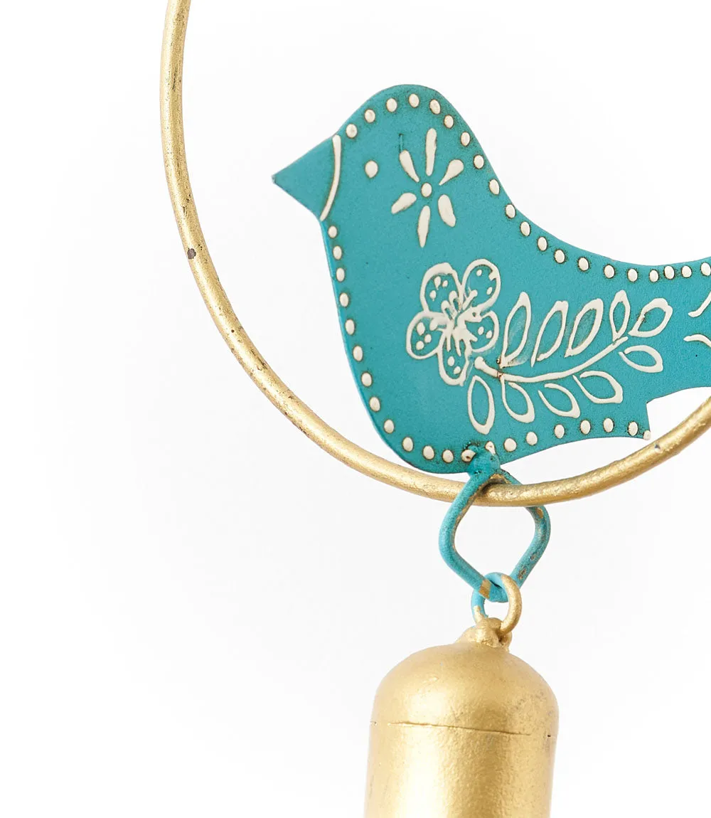 Henna Treasure Bird Wind Spinner Bell Chime - Hand Painted