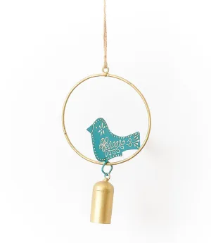 Henna Treasure Bird Wind Spinner Bell Chime - Hand Painted