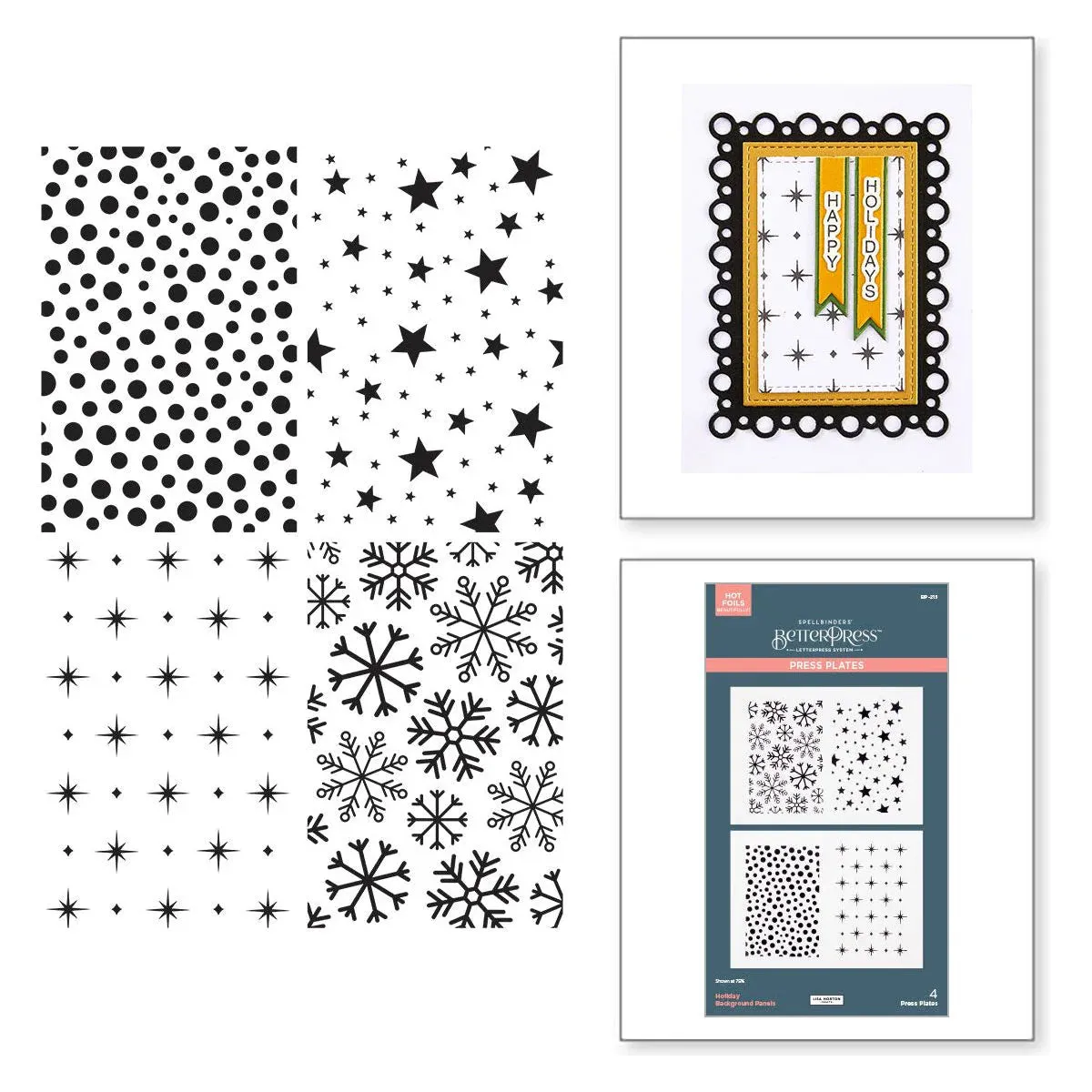 Holiday Background Panels BetterPress Plates Spellbinders BP-215