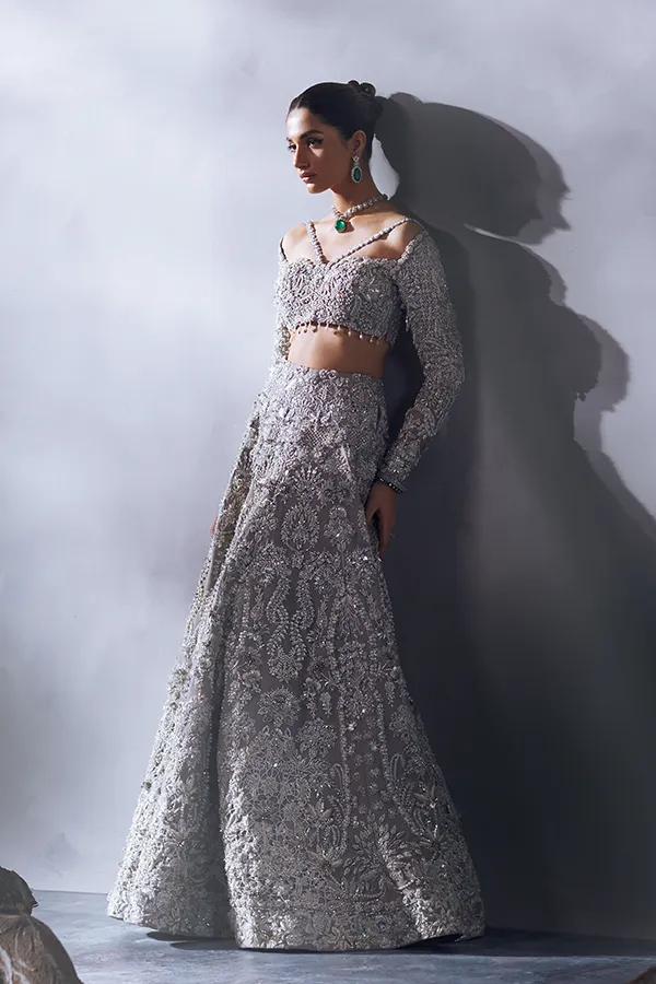 Honey Waqar Bridal Lehenga Choli and Dupatta Dress
