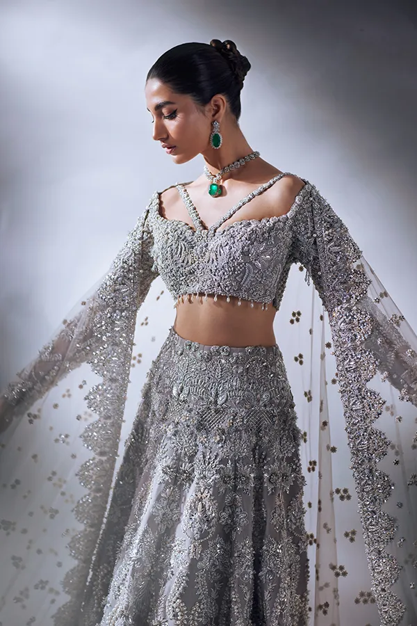 Honey Waqar Bridal Lehenga Choli and Dupatta Dress