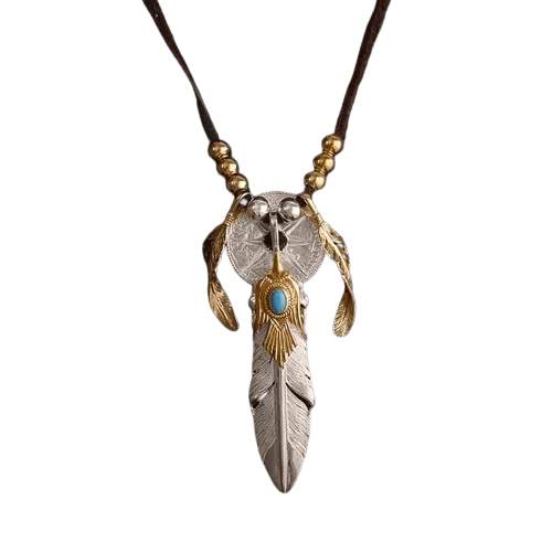 Horizon Blue Silver Feather Sun Crest Set Pendant