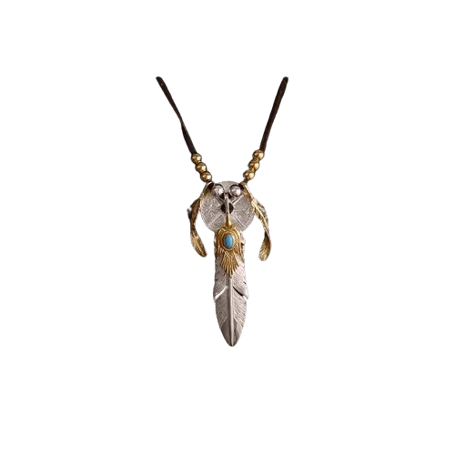 Horizon Blue Silver Feather Sun Crest Set Pendant