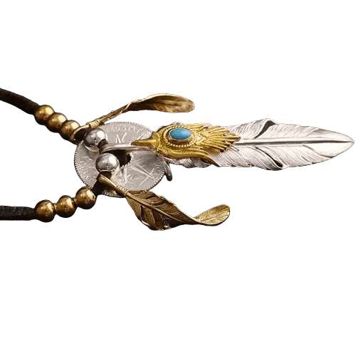 Horizon Blue Silver Feather Sun Crest Set Pendant