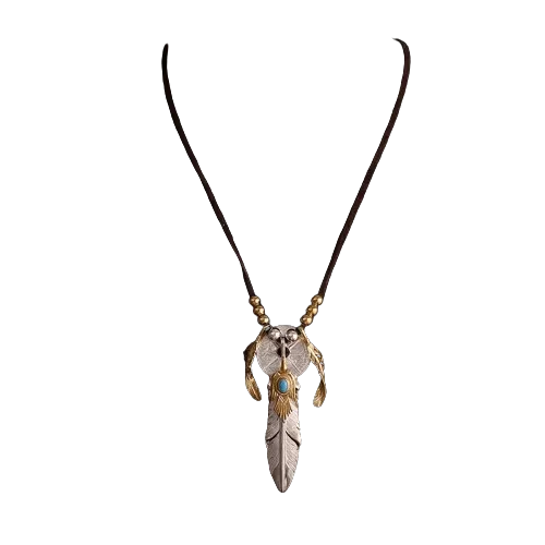 Horizon Blue Silver Feather Sun Crest Set Pendant
