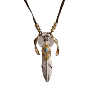 Horizon Blue Silver Feather Sun Crest Set Pendant