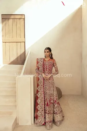 Hot Pink Bridal Lehenga with Front Open Gown Pakistani #BS592