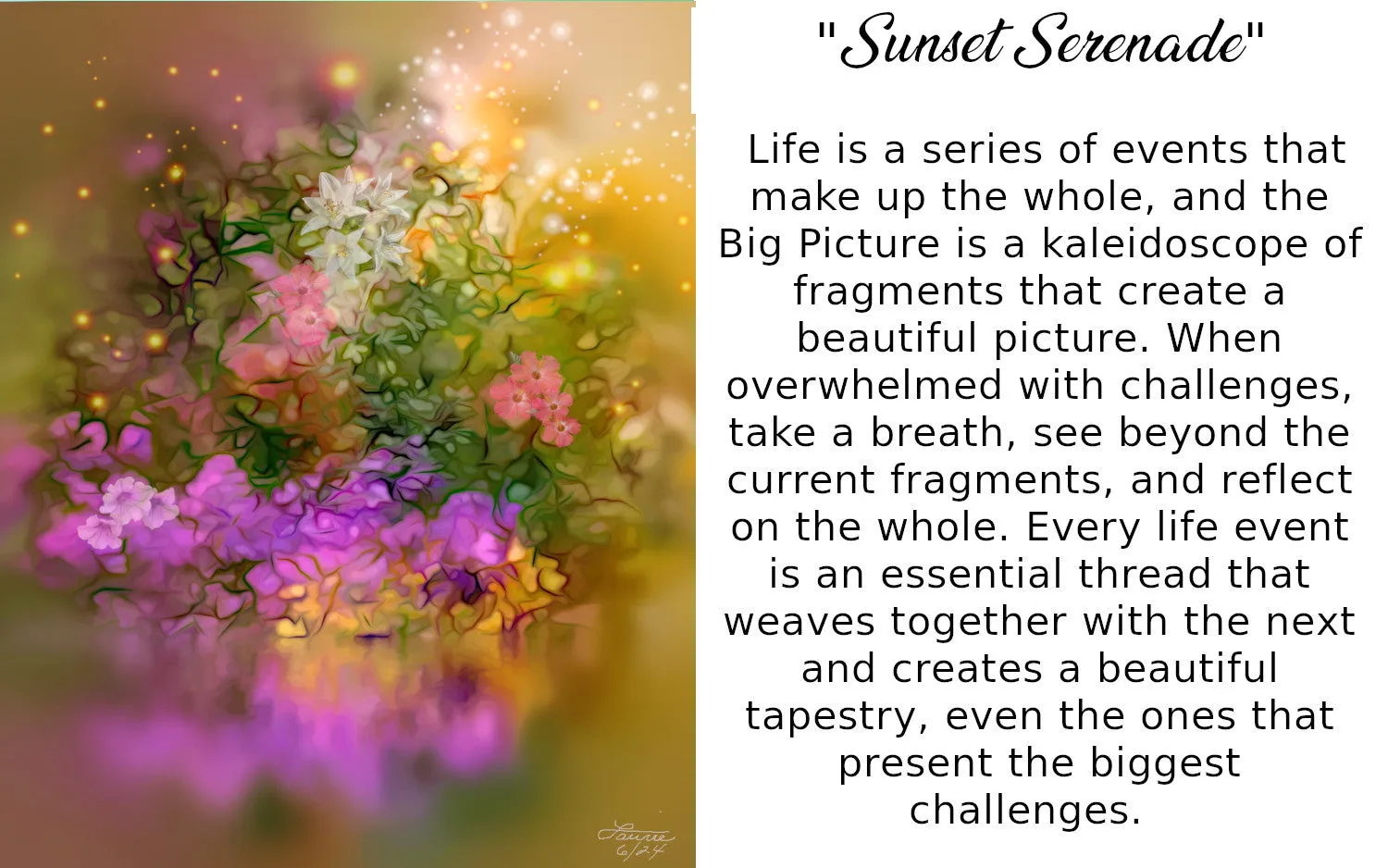 Impressionist Floral Abstract Art Print in Warm Colors, Flowers Reflecting in Water - "Sunset Serenade"