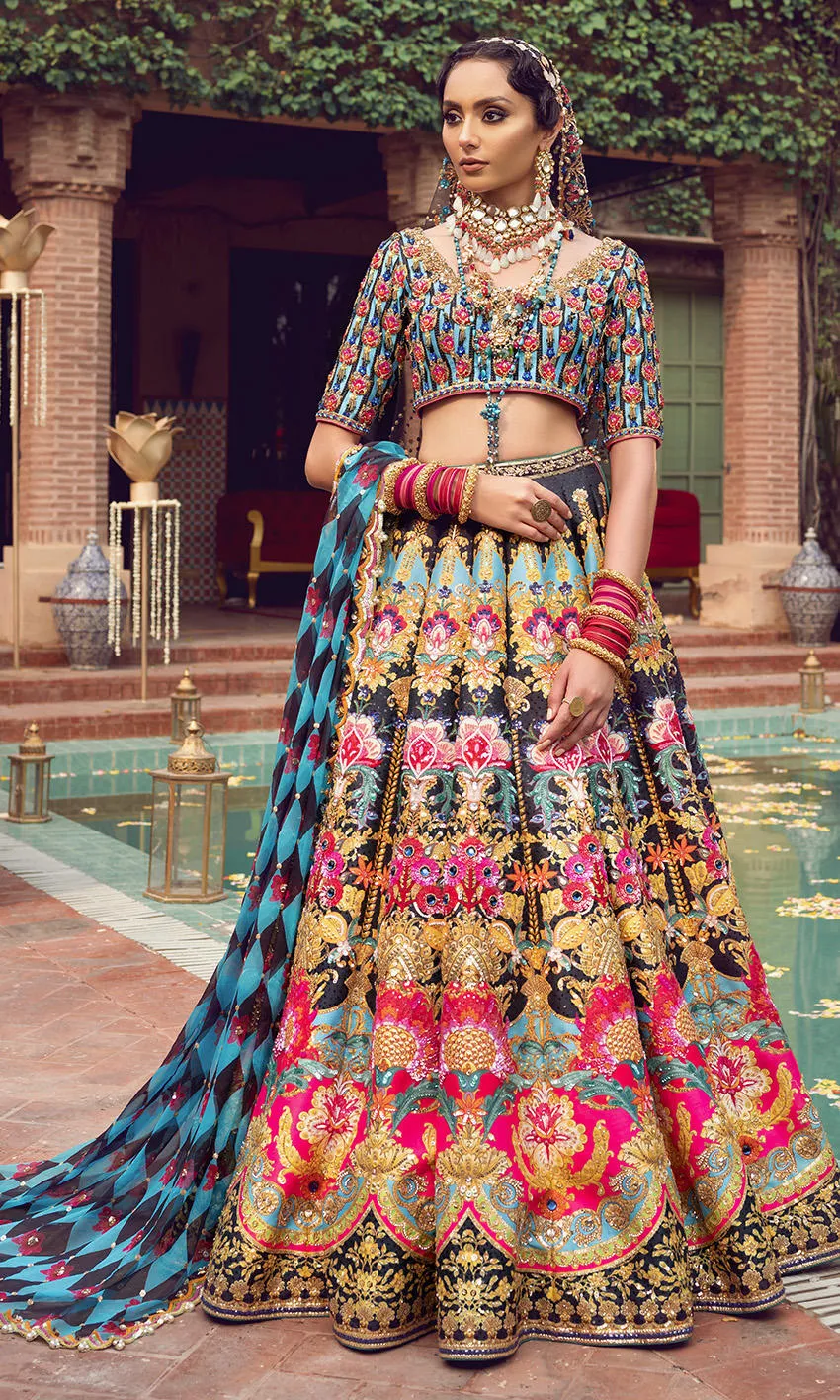 Indian Bridal Dress in Royal Black Lehenga Choli Style