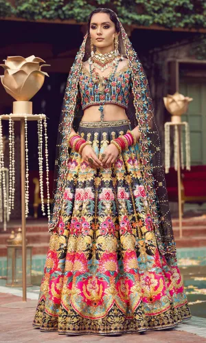 Indian Bridal Dress in Royal Black Lehenga Choli Style