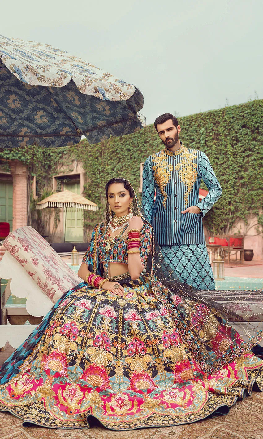 Indian Bridal Dress in Royal Black Lehenga Choli Style